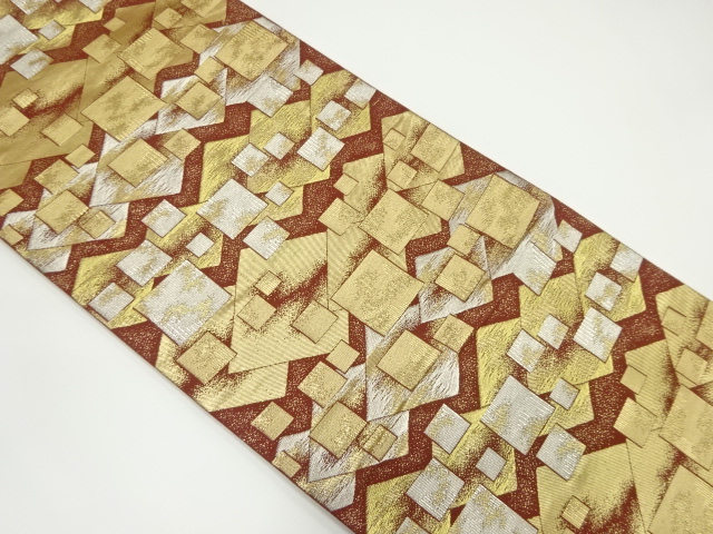 リサイクル　幾何学模様織り出し袋帯